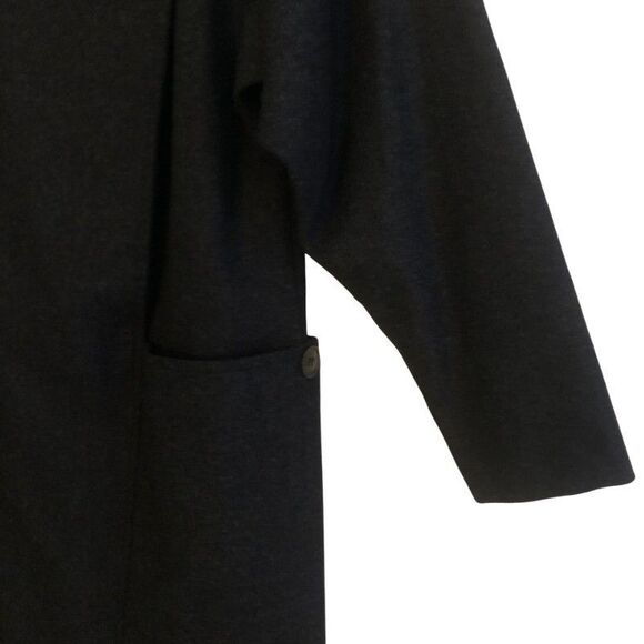 VTG JAEGER London Wool Coat Dress Womens 12 Charcoal Dolman Long Sleeve Pockets - Picture 4 of 16